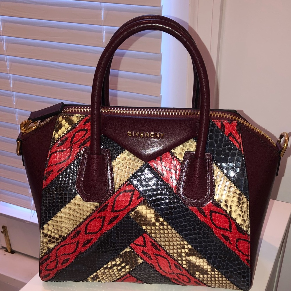 Givenchy Small Python Antigona in Aubergine